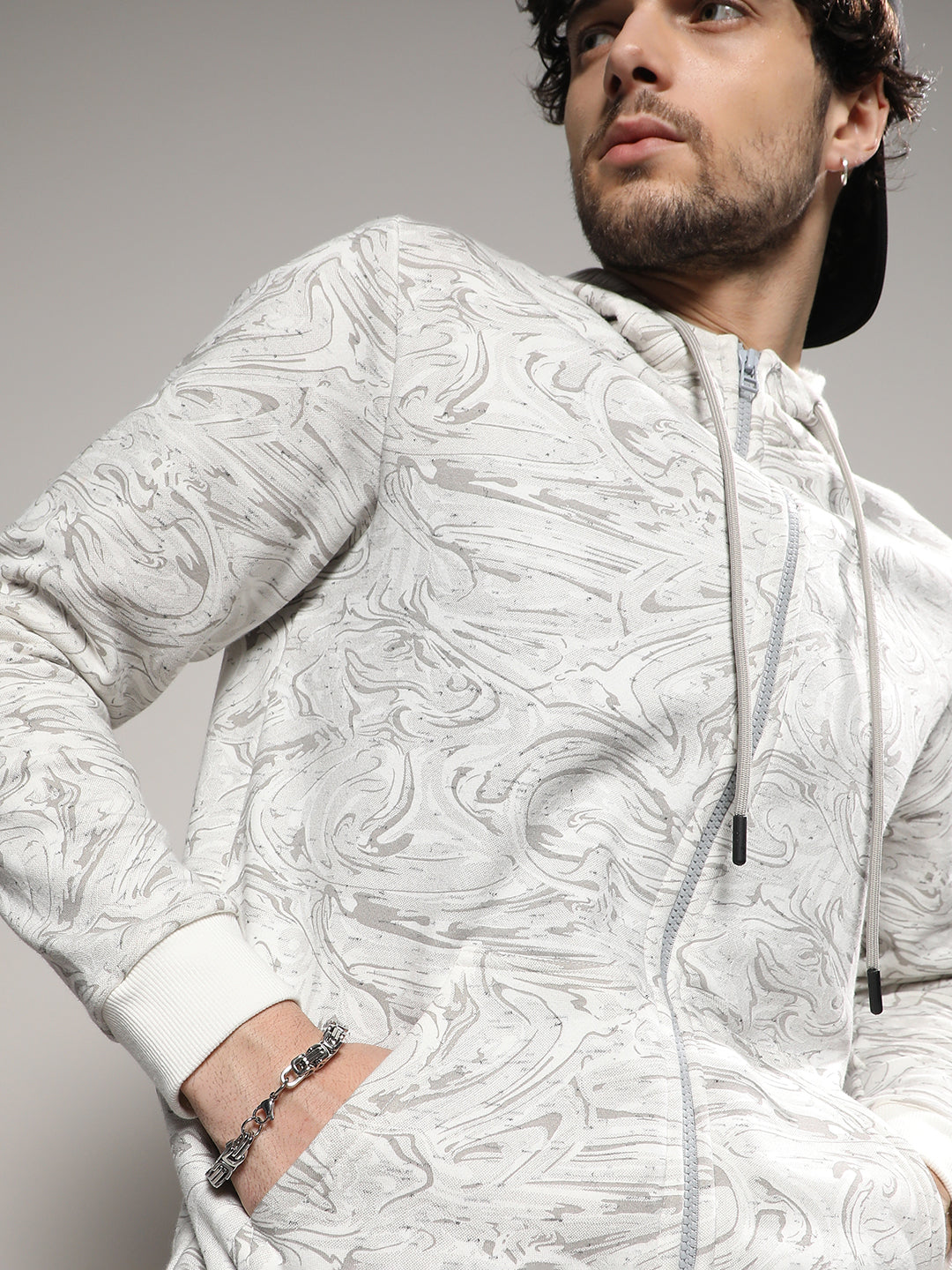 Contrast Fluid Zip Front Hoodie