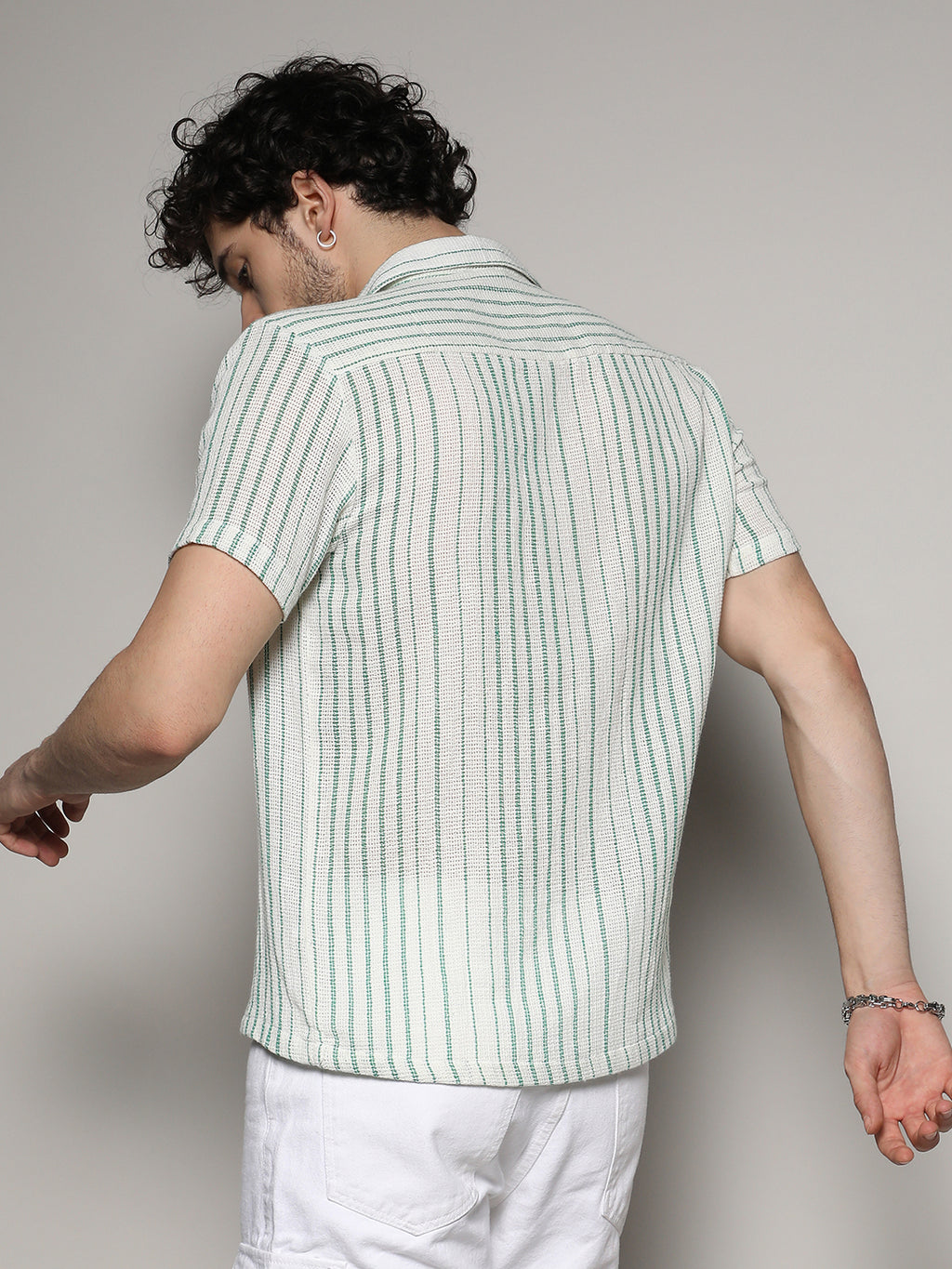 Unbalanced Striped Woven Shirt