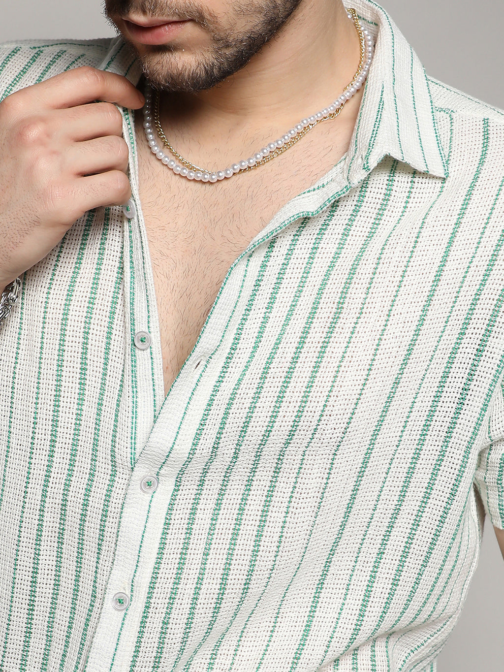 Unbalanced Striped Woven Shirt