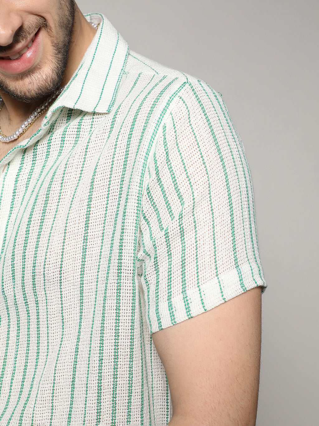 Unbalanced Striped Woven Shirt