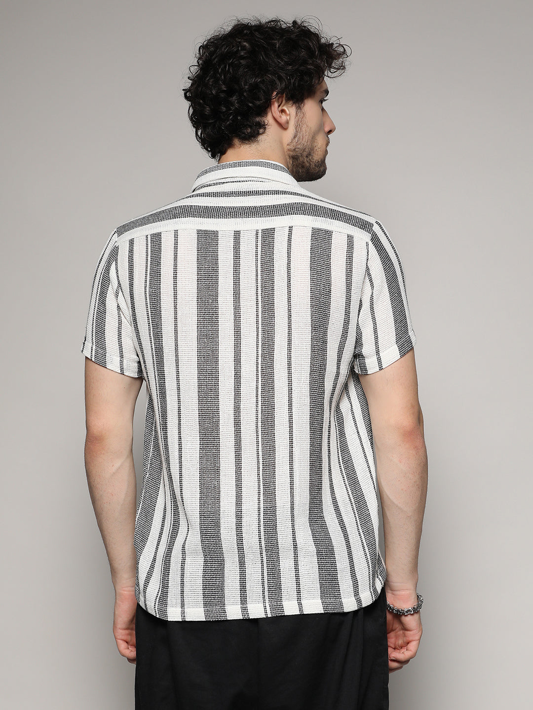 Unbalanced Striped Woven Shirt