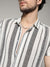 White & Grey Unbalanced Striped Woven Shirt