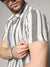 White & Grey Unbalanced Striped Woven Shirt