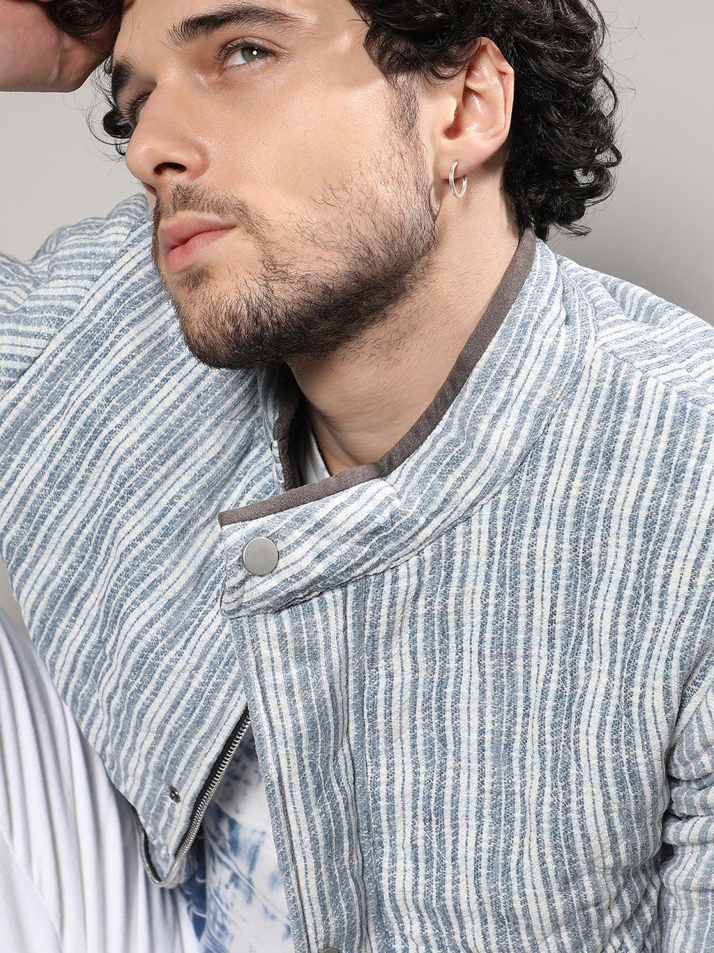 Striped Quilted Bomber Jacket