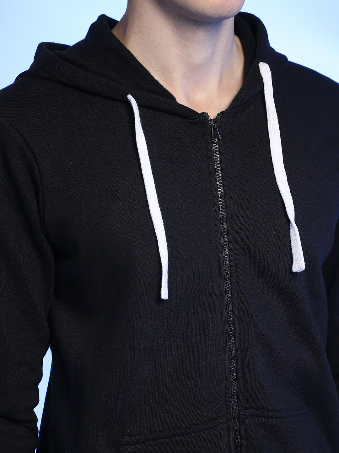 Zip-Front Hoodie With Contrast Drawstring