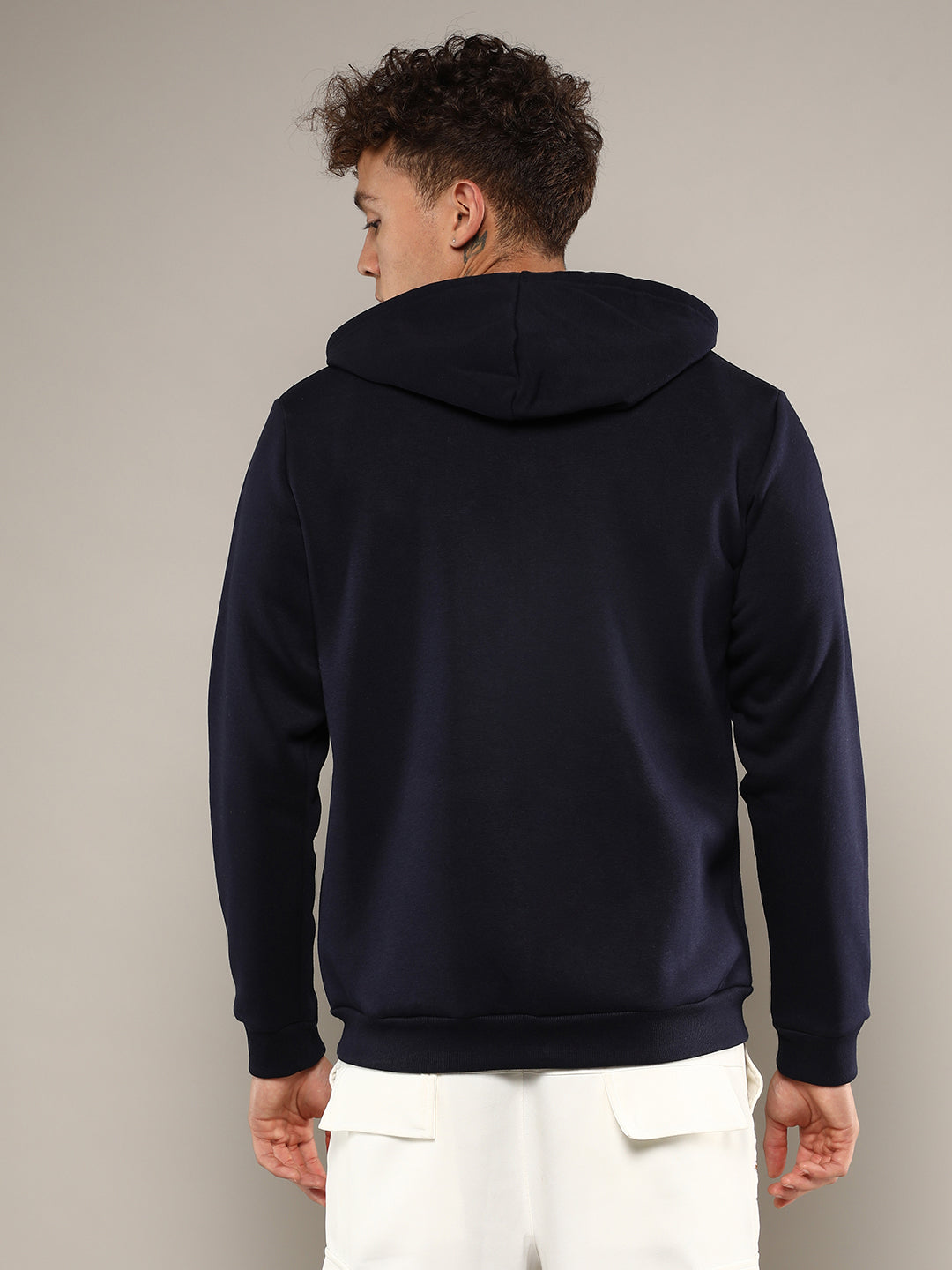 Zip-Front Hoodie With Contrast Drawstring