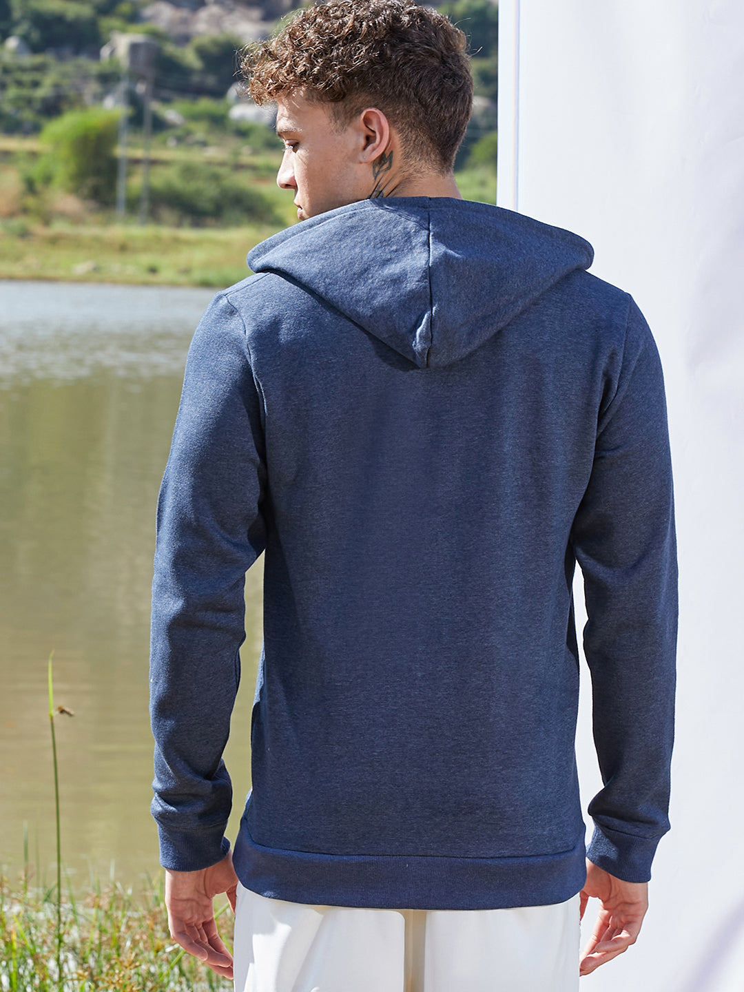 Zip-Front Hoodie With Contrast Drawstring