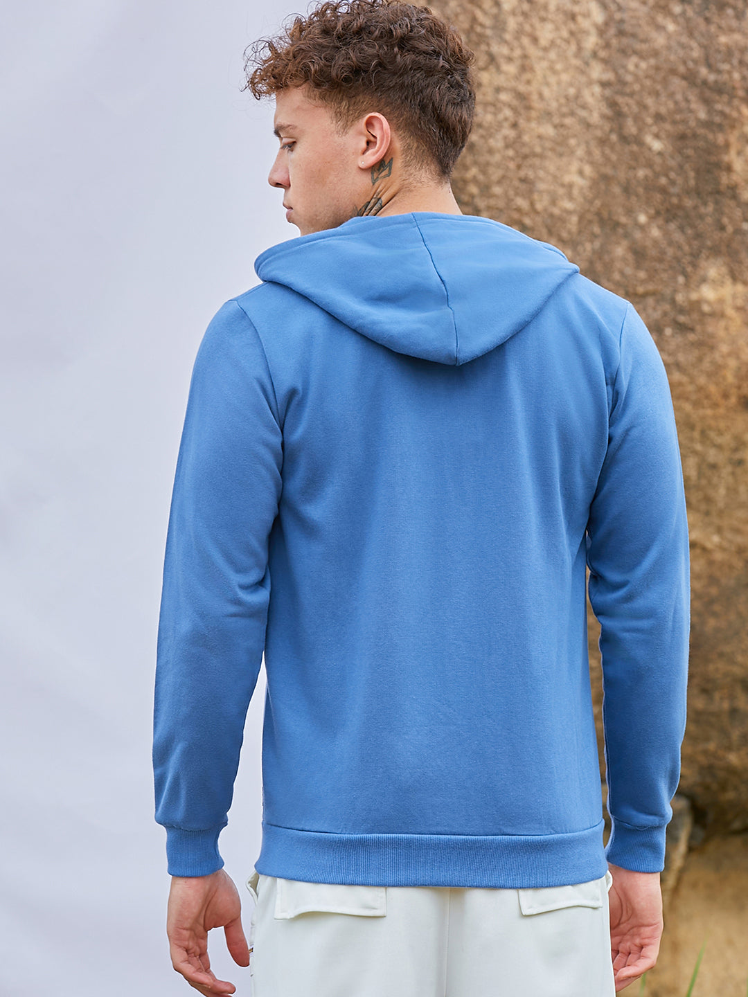 Zip-Front Hoodie With Contrast Drawstring