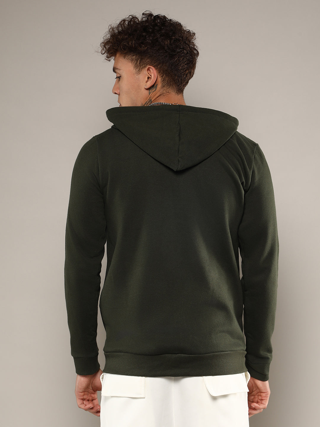 Zip-Front Hoodie With Contrast Drawstring