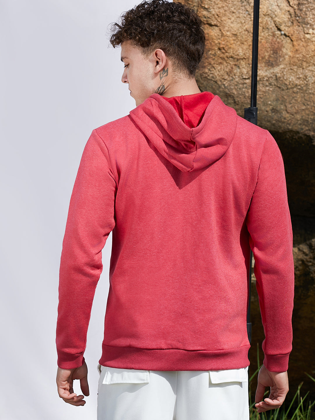 Zip-Front Hoodie With Contrast Drawstring