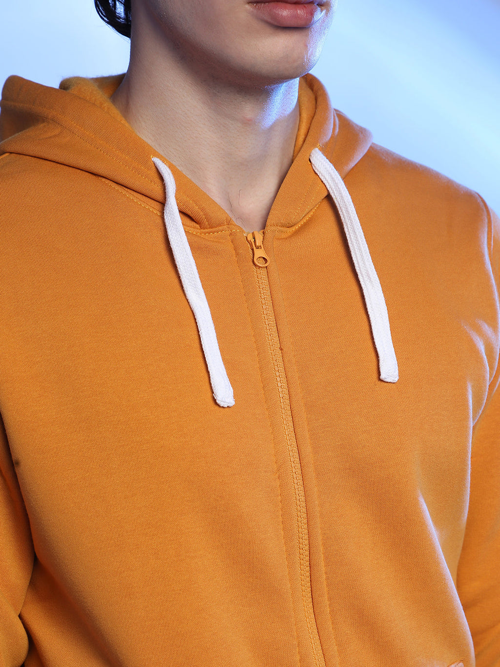 Zip-Front Hoodie With Contrast Drawstring