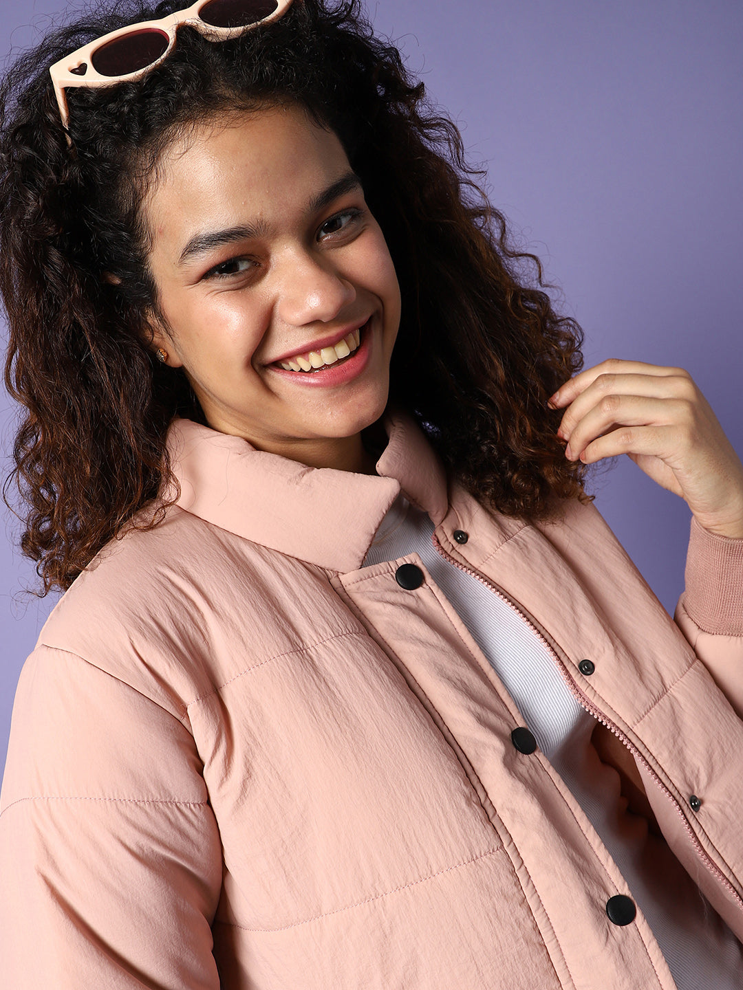 Puffer Jacket With Angled Open Pockets