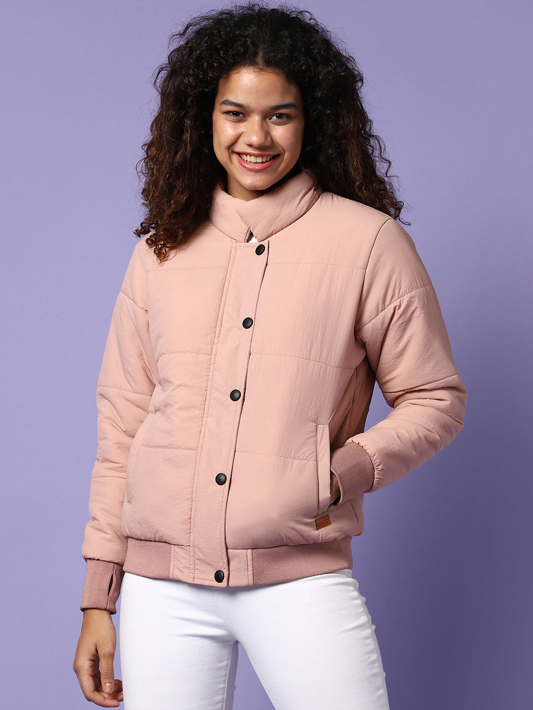 Puffer Jacket With Angled Open Pockets