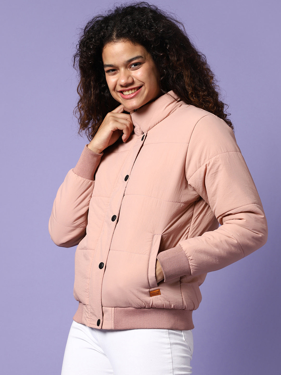 Puffer Jacket With Angled Open Pockets