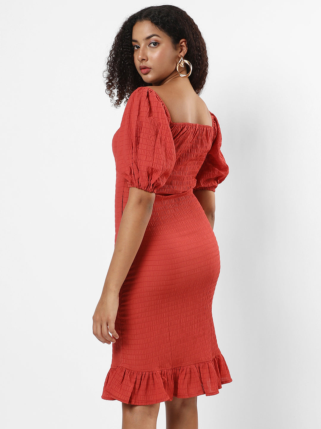 Solid Dress With Ruffle Detail