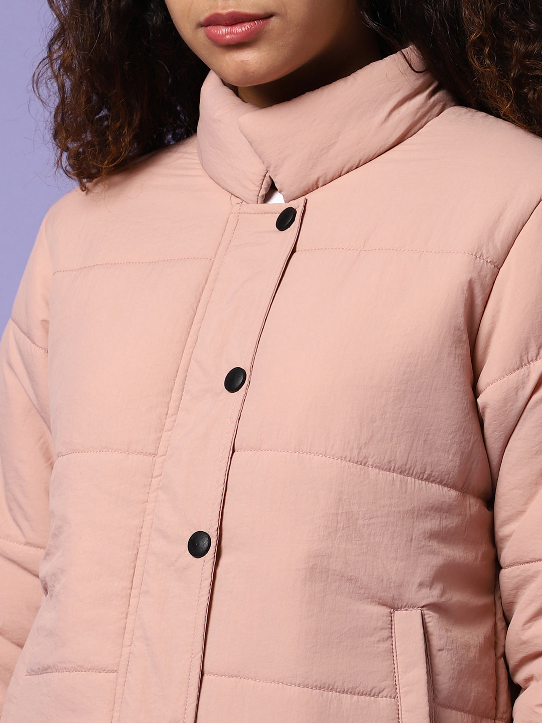 Puffer Jacket With Angled Open Pockets