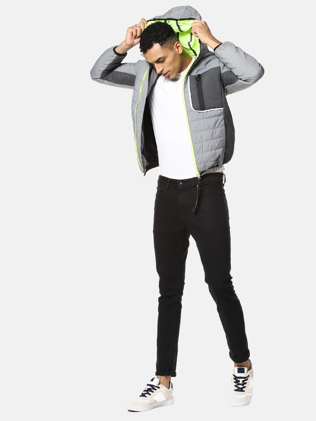 Puffer Jacket With Contrast Zipper