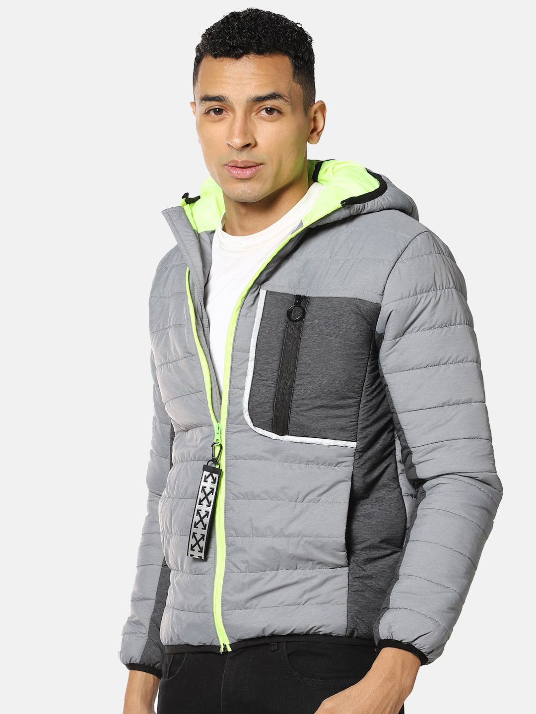 Puffer Jacket With Contrast Zipper