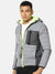 Men Grey Solid Windcheater Padded Jacket with Pocket