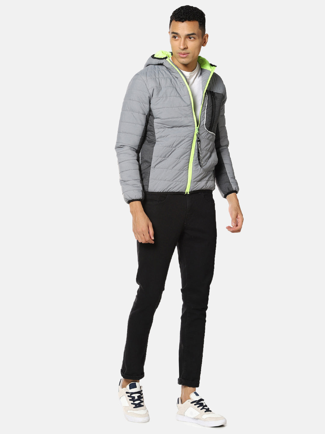 Puffer Jacket With Contrast Zipper