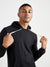 Men Black Pullover Hoodie With Contrast Drawstring