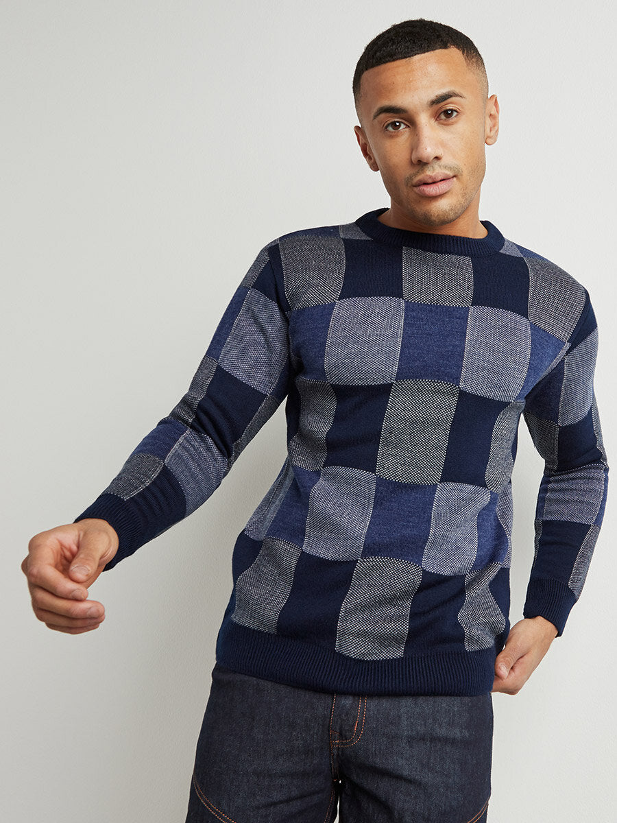 Block Check Pullover Sweater