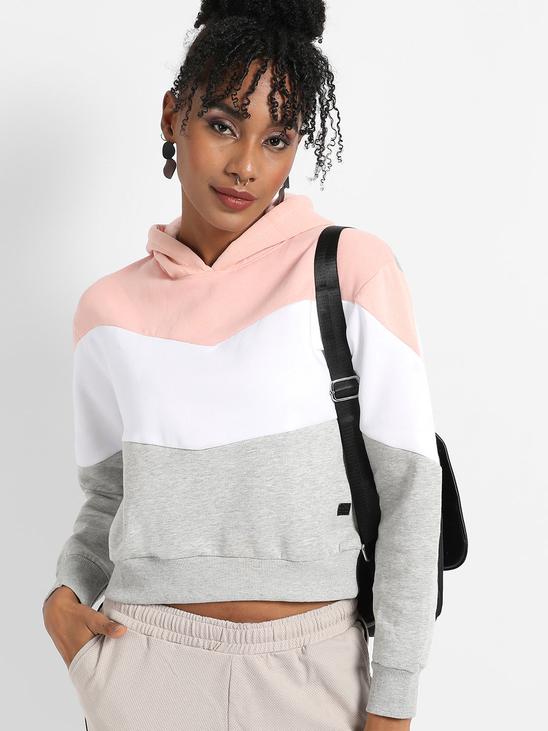 Pullover Hoodie With Contrast Panels