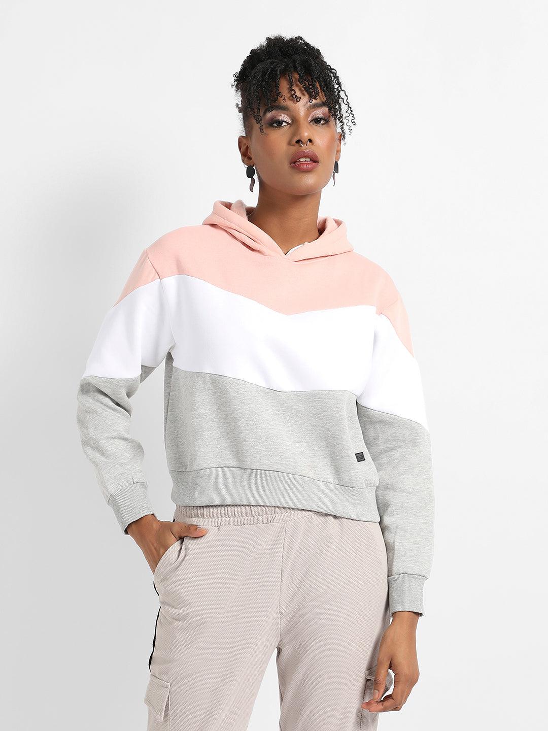 Pullover Hoodie With Contrast Panels