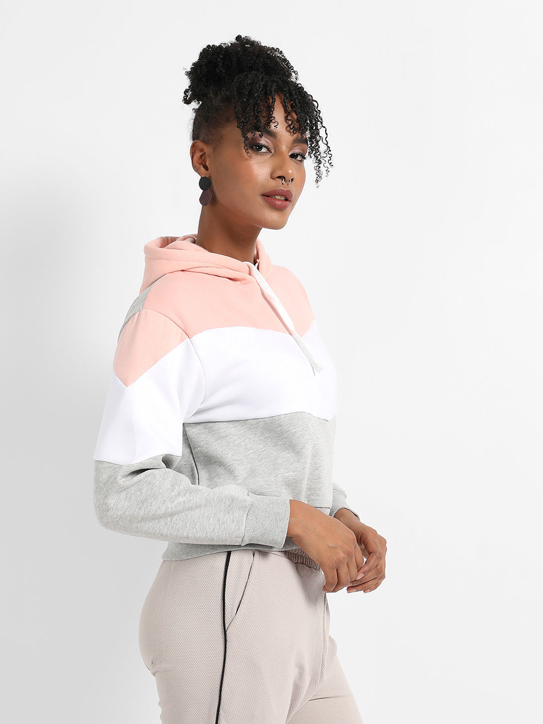 Pullover Hoodie With Contrast Panels