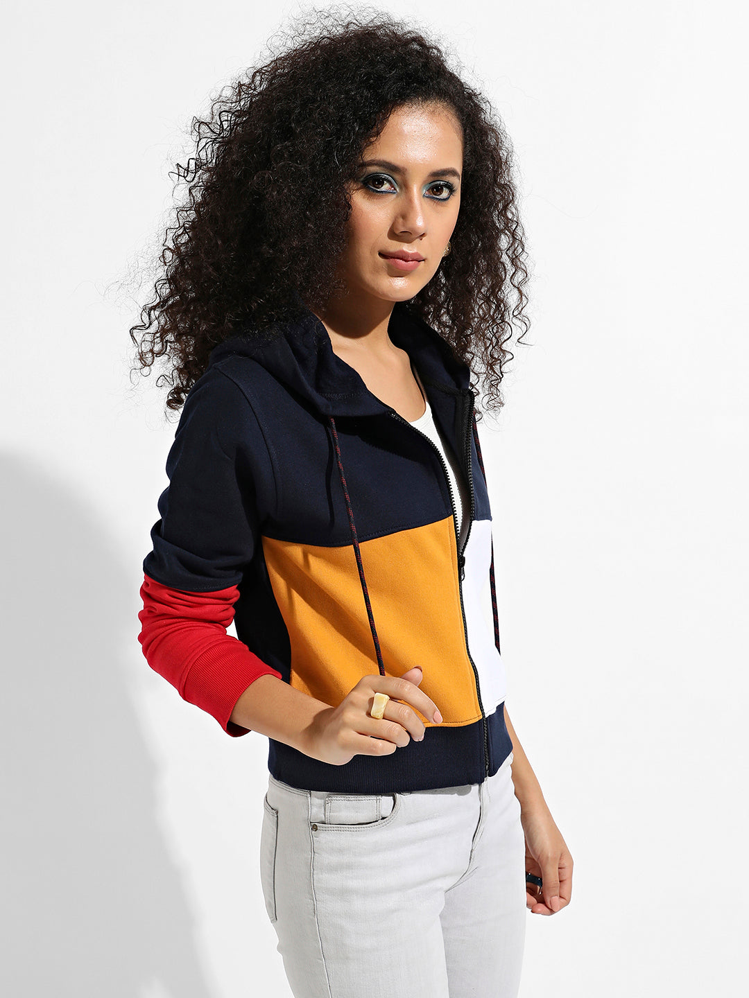 Colourblock Hoodie With Zip Closure