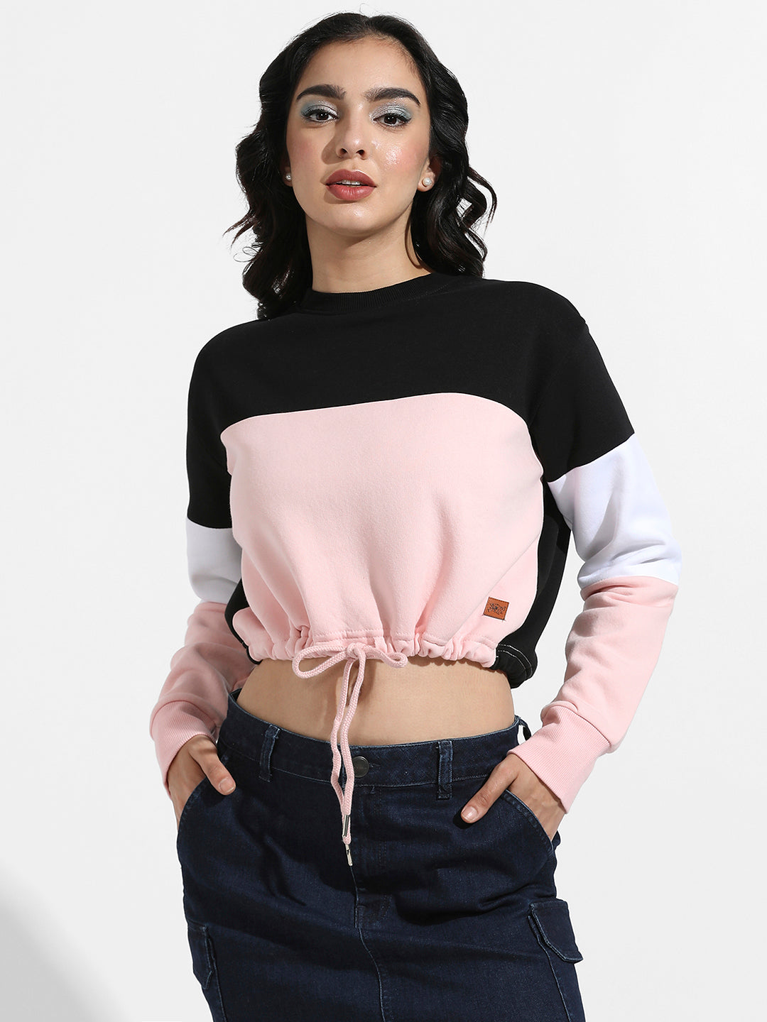 Colourblocked Sweatshirt With Drawstring Waist