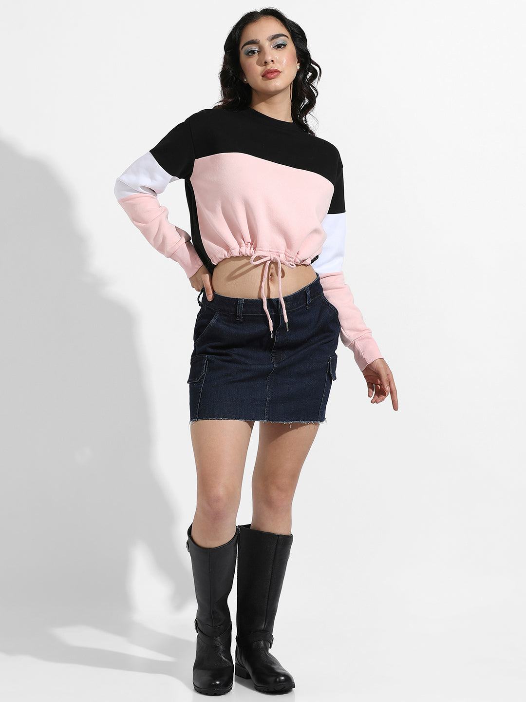 Colourblocked Sweatshirt With Drawstring Waist