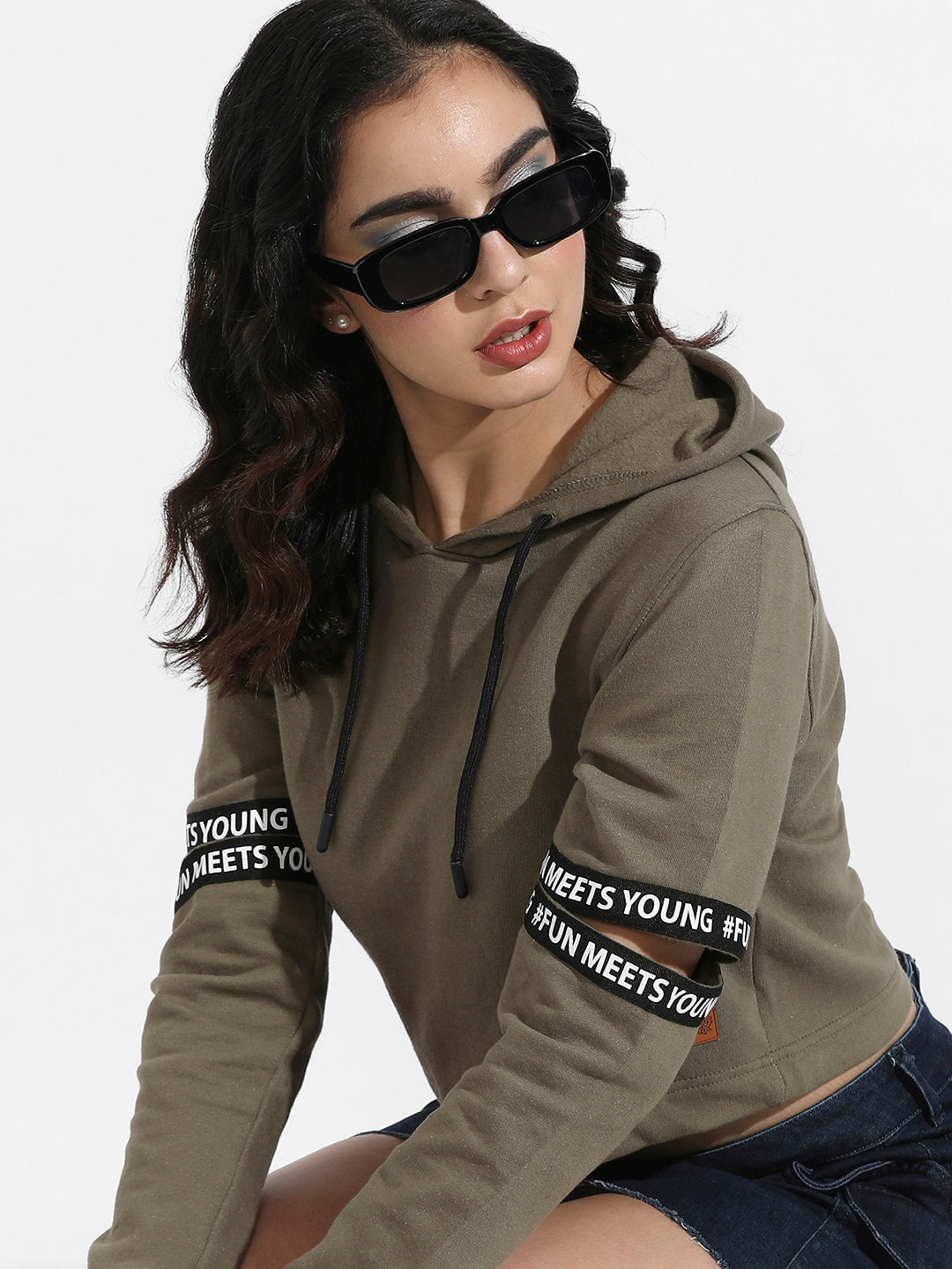 Pullover Hoodie With Cut-Out Sleeves