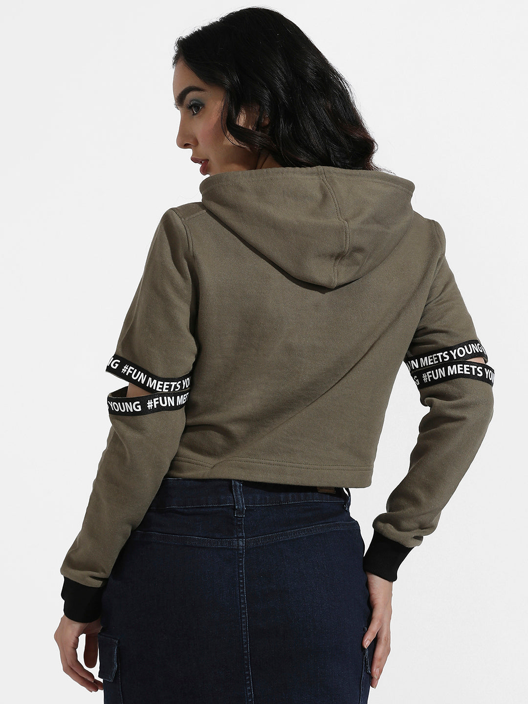 Pullover Hoodie With Cut-Out Sleeves