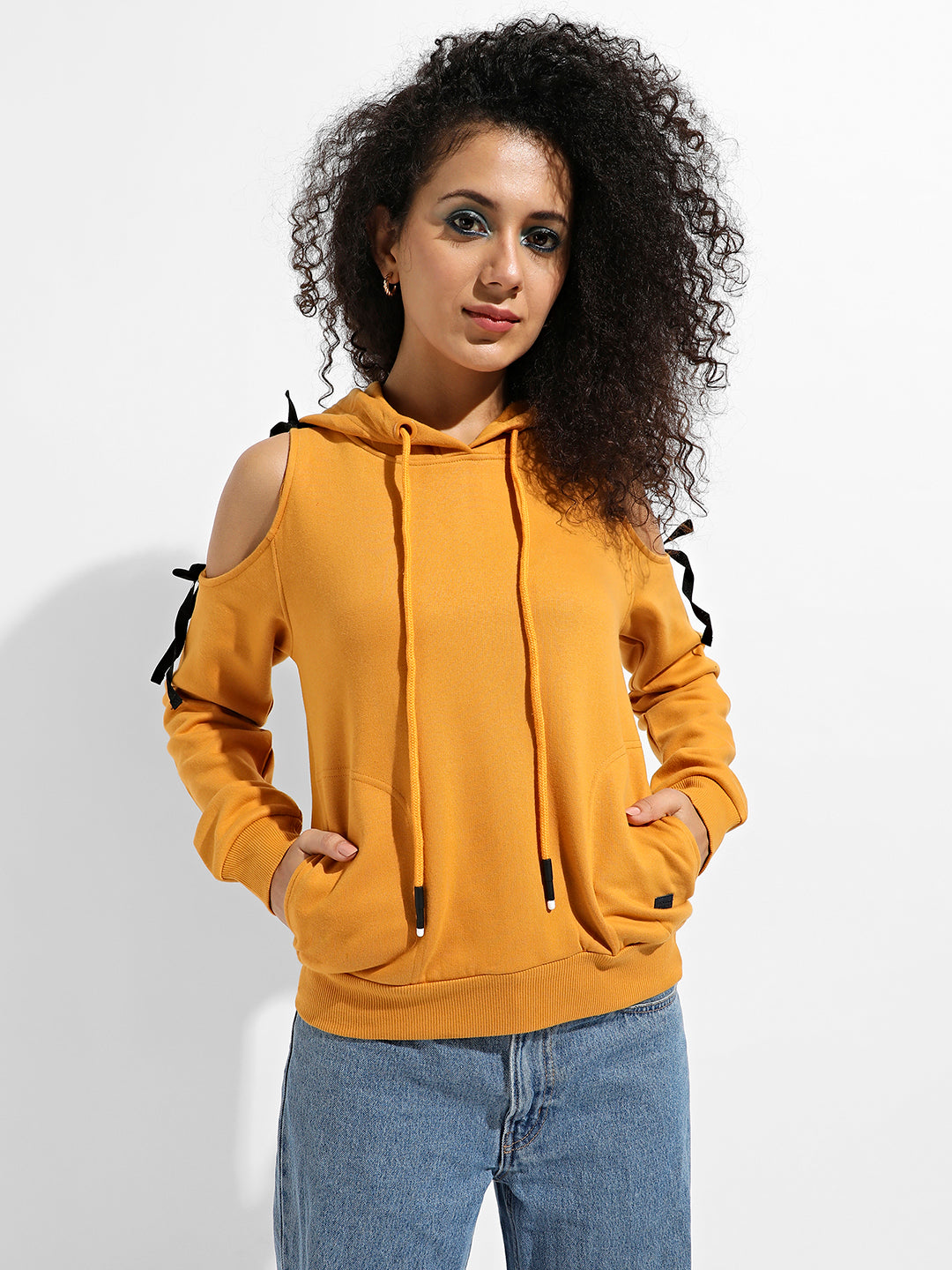 Pullover Sweatshirt With Cold Shoulder Sleeves