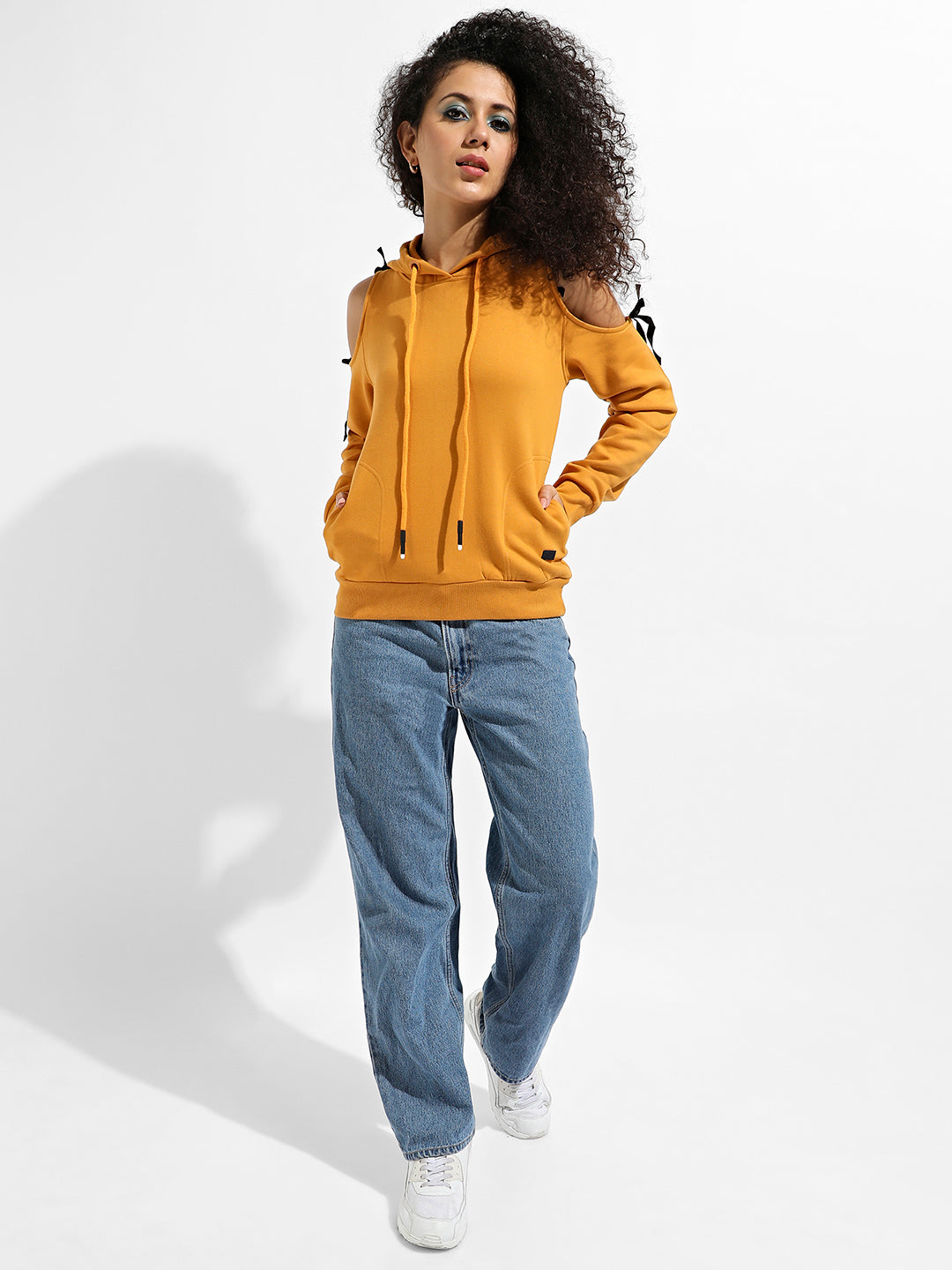 Pullover Sweatshirt With Cold Shoulder Sleeves