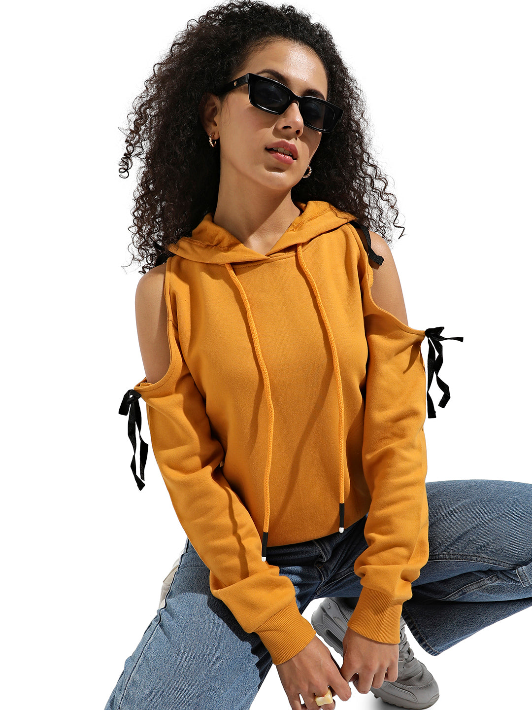 Pullover Sweatshirt With Cold Shoulder Sleeves