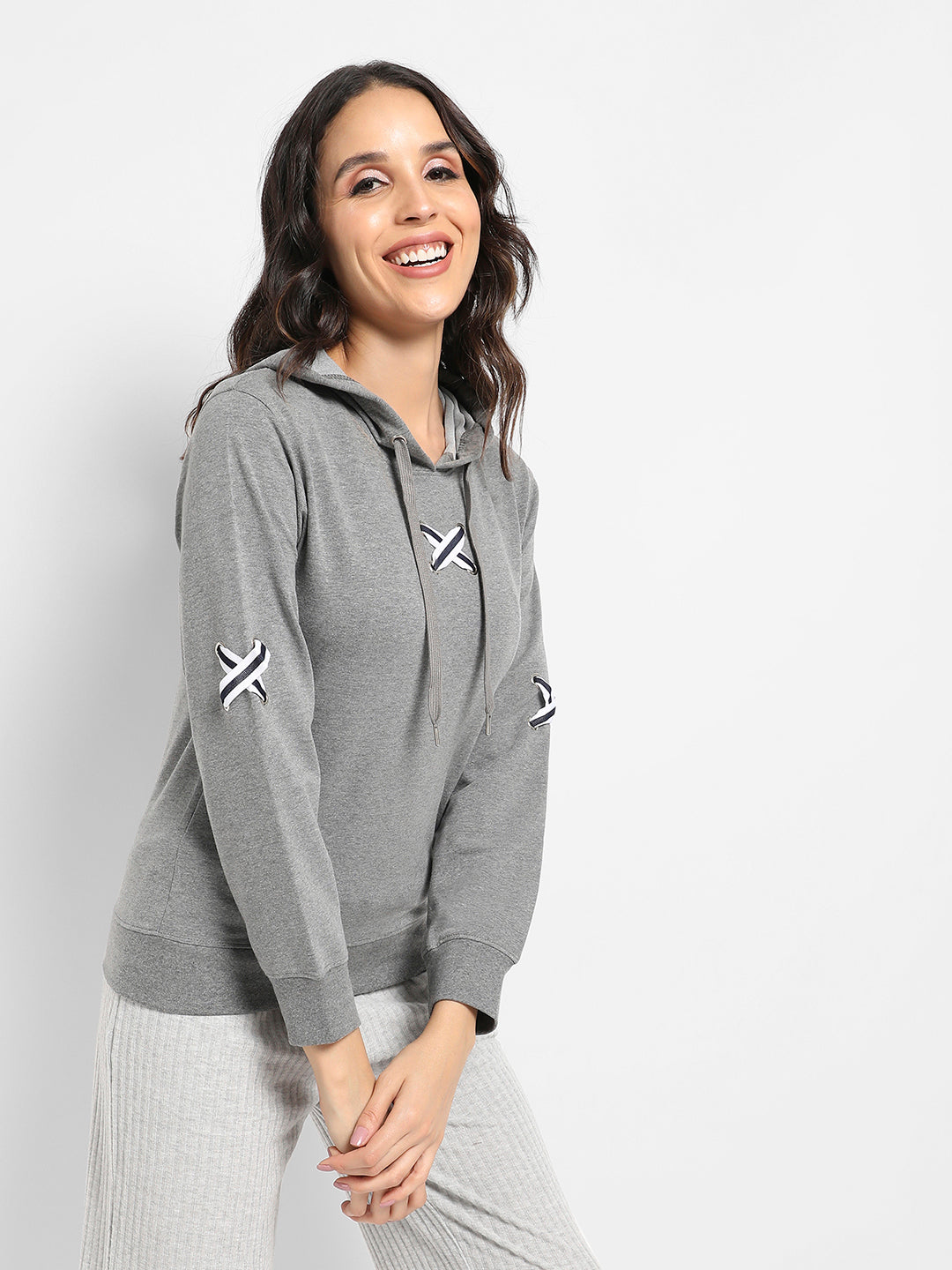 Pullover Hoodie With Criss-Cross Details