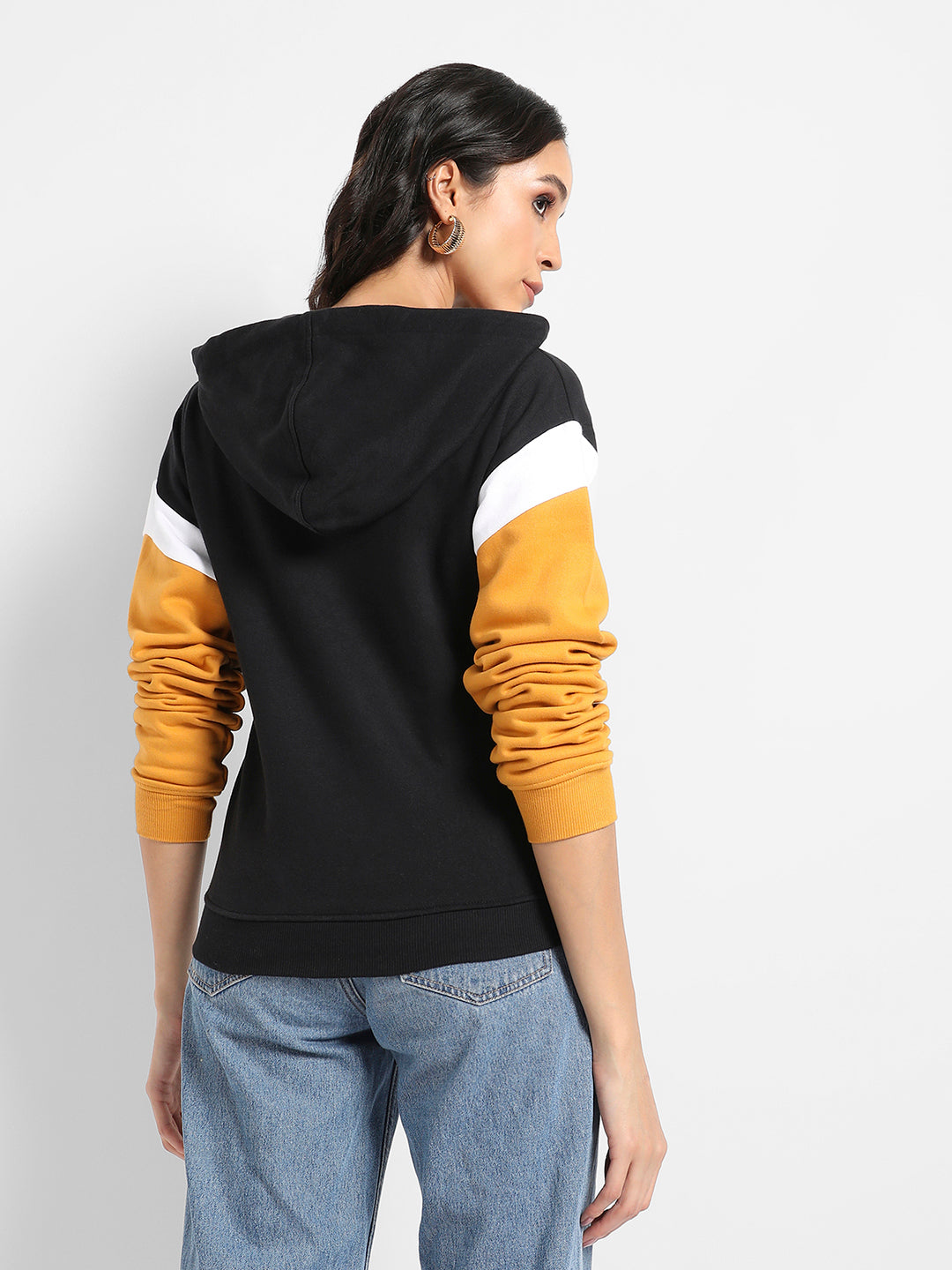 Boxy Colourblock Hoodie With Ribbed Hem