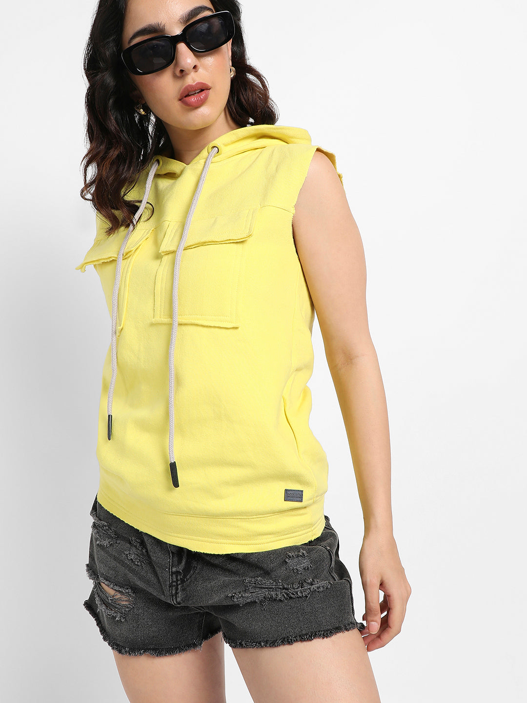 Sleeveless Hoodie With Flap Pockets