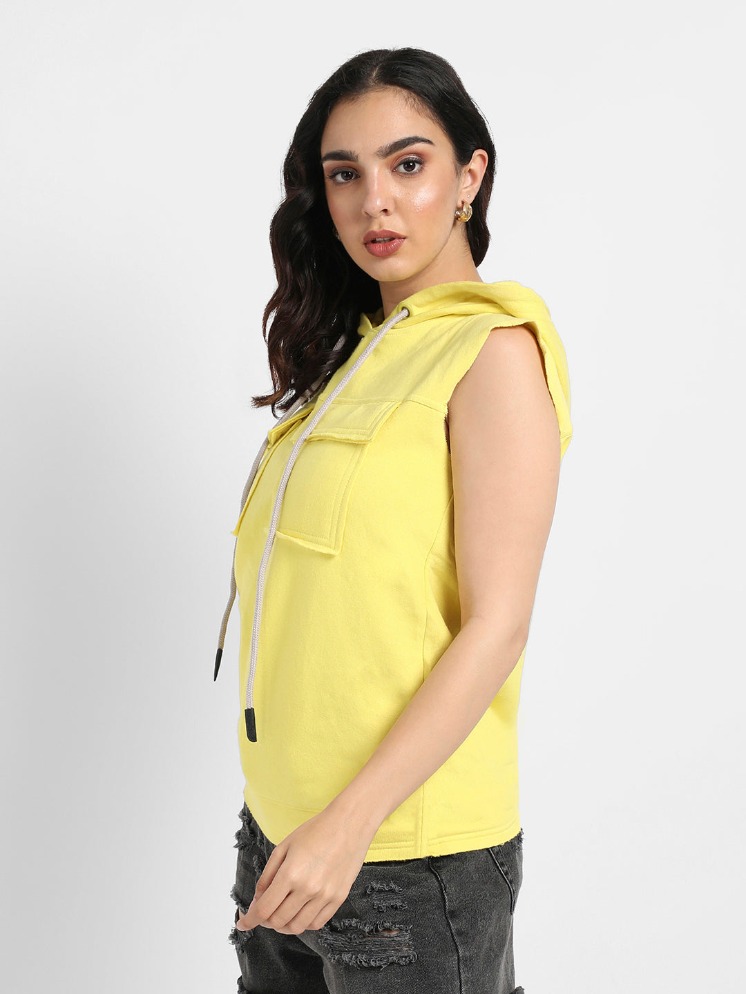 Sleeveless Hoodie With Flap Pockets