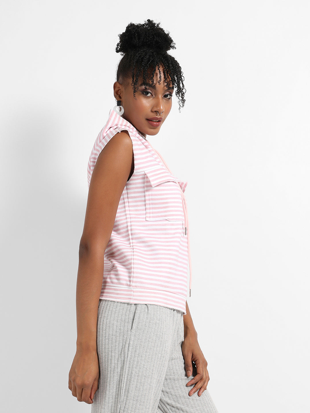 Striped Sweatshirt With Flap Pockets