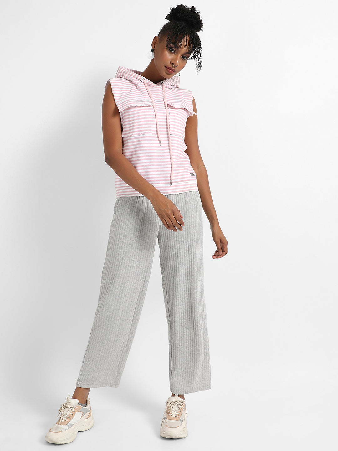 Striped Sweatshirt With Flap Pockets