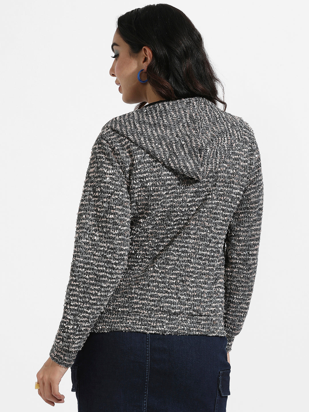 Zip-Front Textured Hoodie