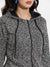 Charcoal Grey Zip-Front Textured Hoodie