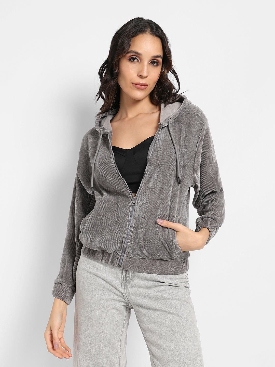 Ribbed Hoodie With Zip-Closure