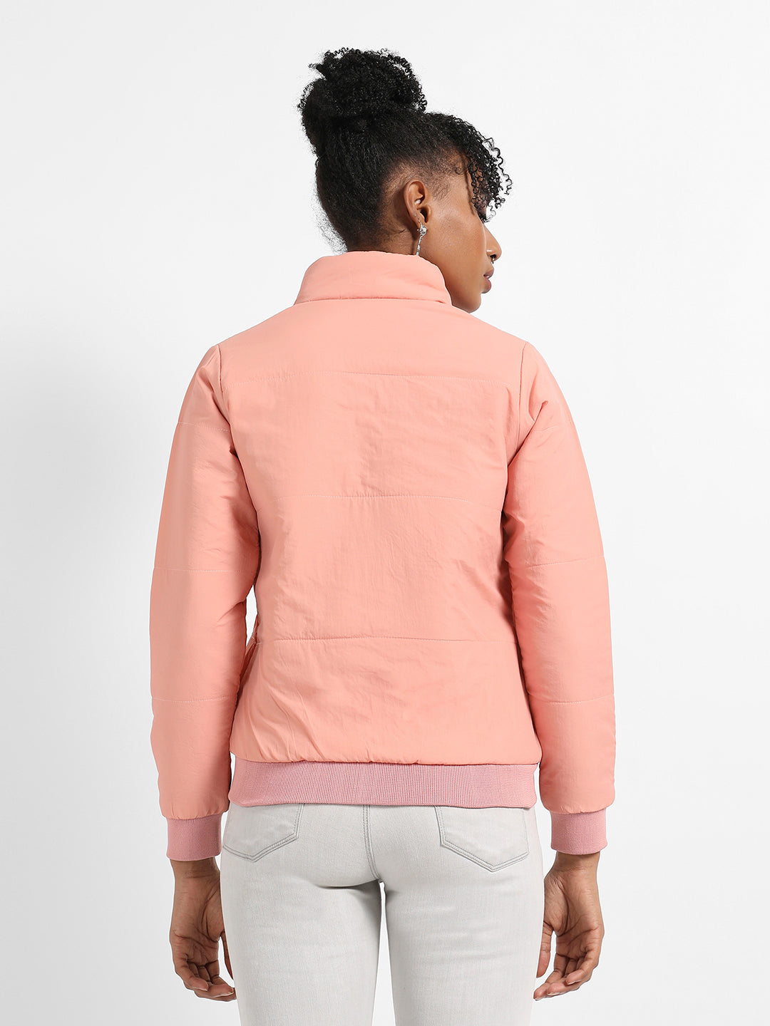 Puffer Jacket With Ribbed Hem