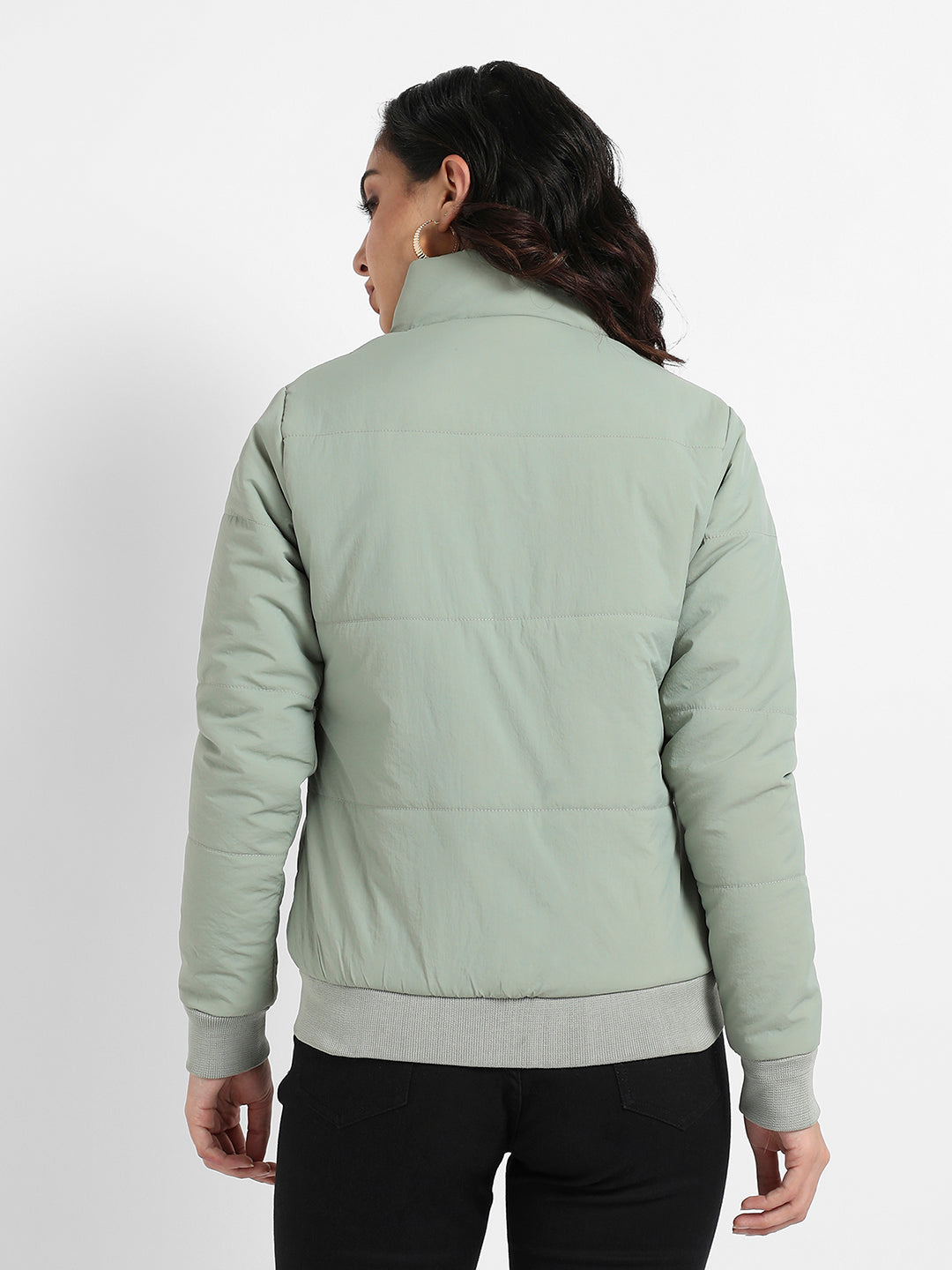 Quilted Bomber Jacket With Ribbed Hem