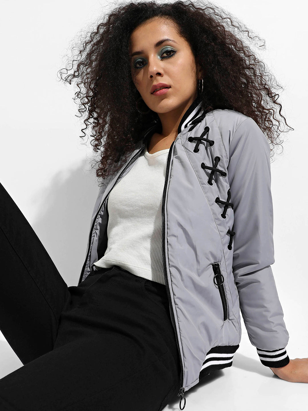 Zip-Front Jacket With Criss-Cross Details