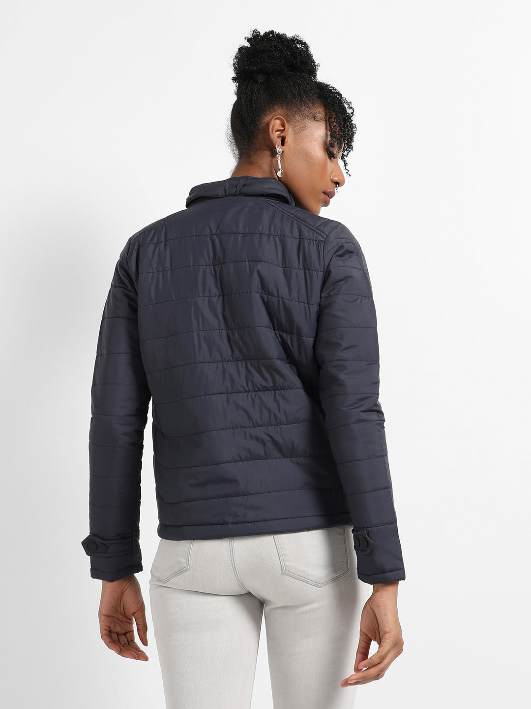 Quilted Puffer Jacket With Zip Closure